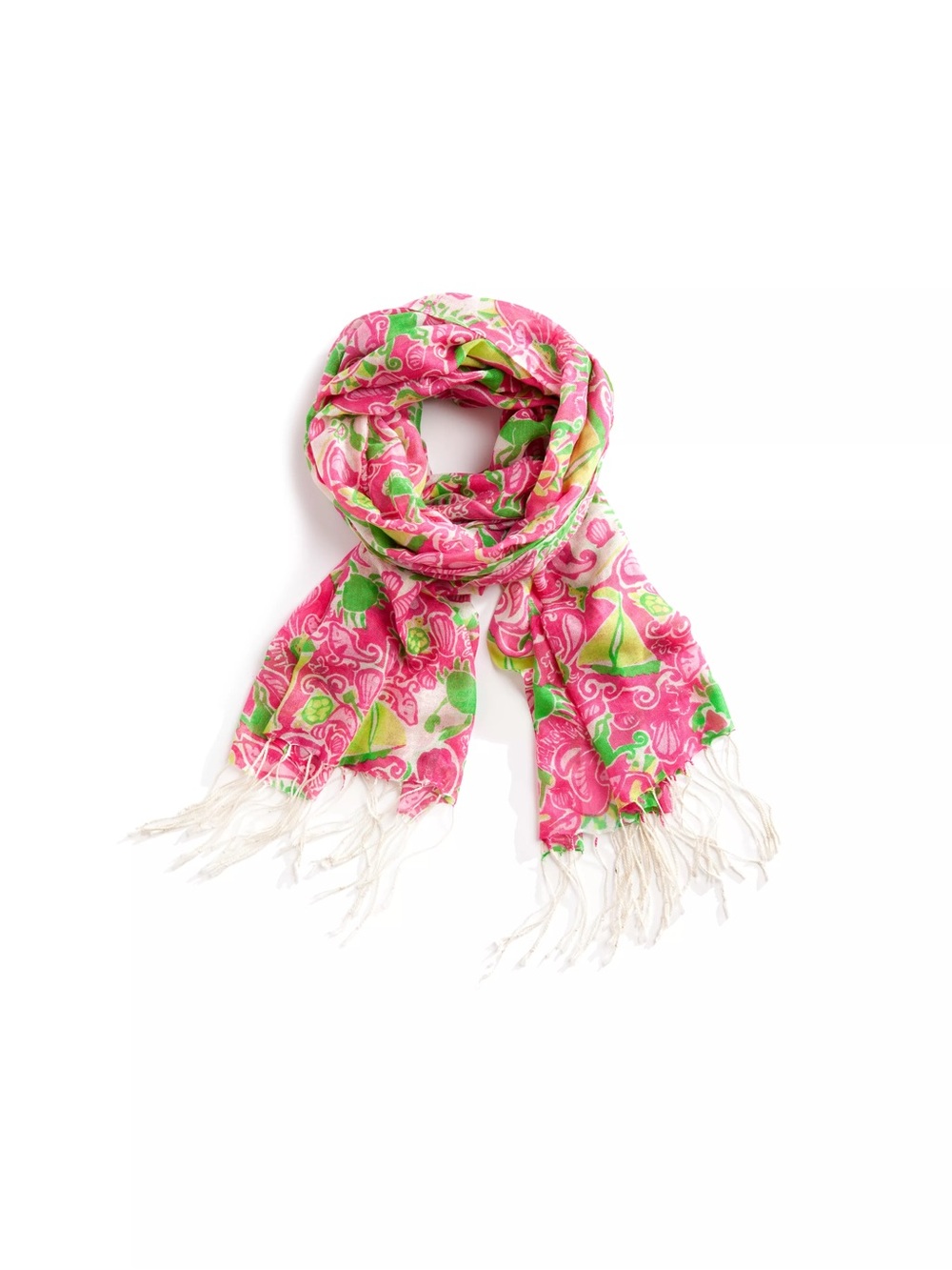 Lilly Pulitzer Silk Cashmere Murfee Scarf States in Pop Pink Southern Charm